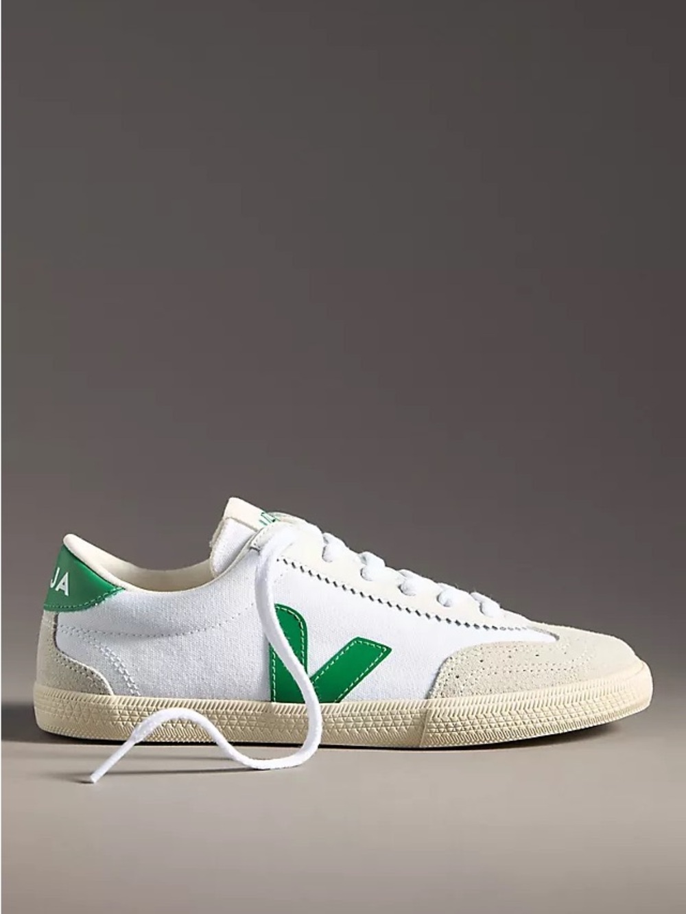 VEJA Volley Canvas Sneakers White & Green Low-Top Size 37 US 7